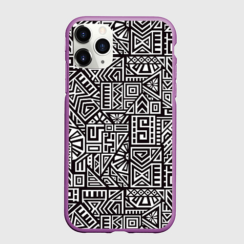 Чехол iPhone 11 Pro матовый Геометрия / 3D-Фиолетовый – фото 1