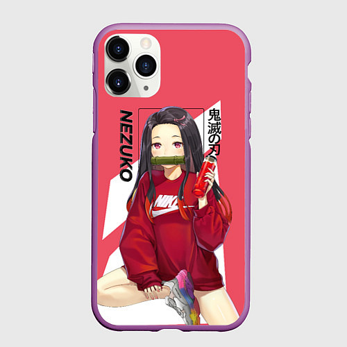 Чехол iPhone 11 Pro матовый Nezuko / 3D-Фиолетовый – фото 1