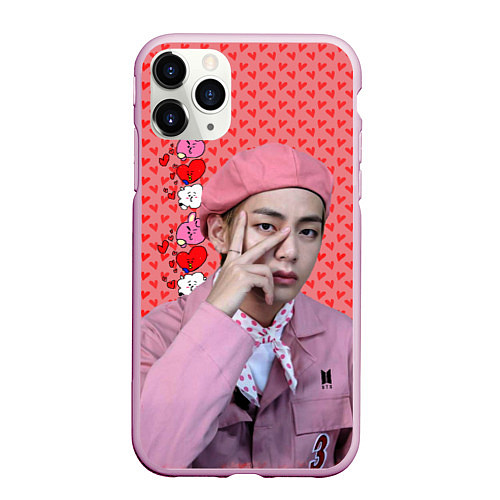 Чехол iPhone 11 Pro матовый BTS Ким Тэ Хён / 3D-Розовый – фото 1