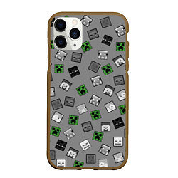 Чехол iPhone 11 Pro матовый Minecraft, цвет: 3D-коричневый