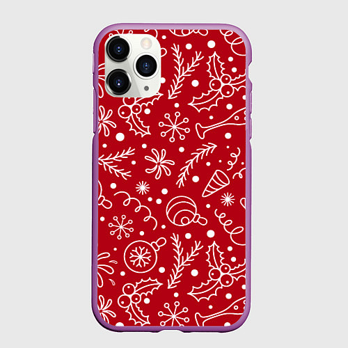 Чехол iPhone 11 Pro матовый Новогоднее настроение / 3D-Фиолетовый – фото 1