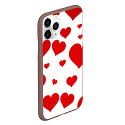 Чехол iPhone 11 Pro матовый Сердечки, цвет: 3D-коричневый — фото 2