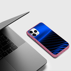 Чехол iPhone 11 Pro матовый Неоновые лучи, цвет: 3D-малиновый — фото 2