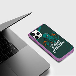 Чехол iPhone 11 Pro матовый Лучше звоните Ктулху, цвет: 3D-фиолетовый — фото 2