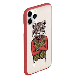 Чехол iPhone 11 Pro матовый ХИПСТЕР ТИГР, цвет: 3D-красный — фото 2