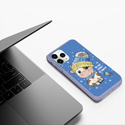 Чехол iPhone 11 Pro матовый Do not worry be happy!, цвет: 3D-светло-сиреневый — фото 2