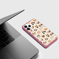 Чехол iPhone 11 Pro матовый Хипстерские собачки, цвет: 3D-малиновый — фото 2