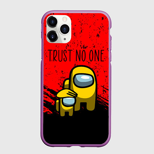 Чехол iPhone 11 Pro матовый AMONG US - НЕ ВЕРЬ НИКОМУ / 3D-Фиолетовый – фото 1