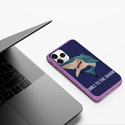 Чехол iPhone 11 Pro матовый Улыбнись акуле, цвет: 3D-фиолетовый — фото 2