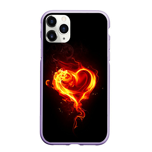 Чехол iPhone 11 Pro матовый Пламенное сердце / 3D-Светло-сиреневый – фото 1