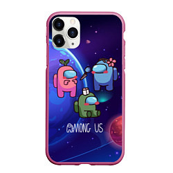 Чехол iPhone 11 Pro матовый Among Us Space, цвет: 3D-малиновый