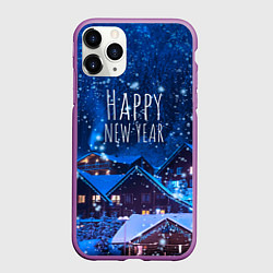Чехол iPhone 11 Pro матовый Happy New Year, цвет: 3D-фиолетовый