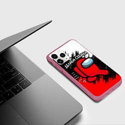 Чехол iPhone 11 Pro матовый ДЕЛАЕМ СЕБАСА - AMONG US, цвет: 3D-малиновый — фото 2