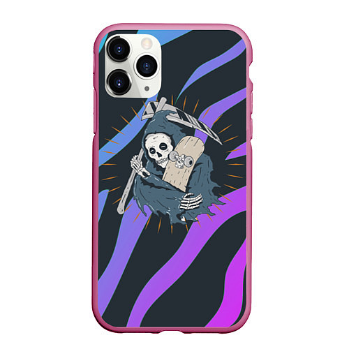 Чехол iPhone 11 Pro матовый Skate or die art / 3D-Малиновый – фото 1