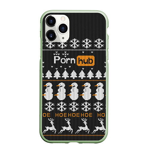 Чехол iPhone 11 Pro матовый Christmas PornHub / 3D-Салатовый – фото 1