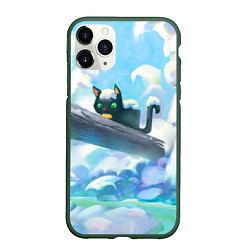 Чехол iPhone 11 Pro матовый Снежный котенок, цвет: 3D-темно-зеленый