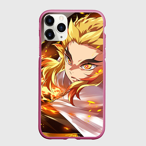 Чехол iPhone 11 Pro матовый Клинок Рассекающий Демонов / 3D-Малиновый – фото 1