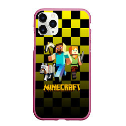 Чехол iPhone 11 Pro матовый Minecraft S, цвет: 3D-малиновый