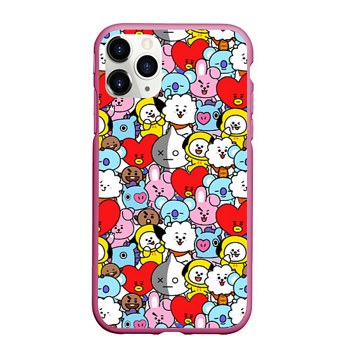 Чехол iPhone 11 Pro матовый BT21 BTS / 3D-Малиновый – фото 1