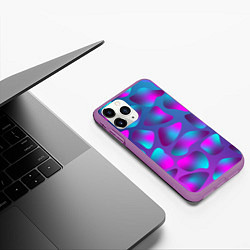 Чехол iPhone 11 Pro матовый Неоновые капли, цвет: 3D-фиолетовый — фото 2