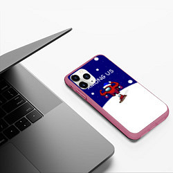 Чехол iPhone 11 Pro матовый Спортивный AMONG US, цвет: 3D-малиновый — фото 2
