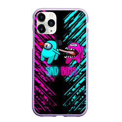 Чехол iPhone 11 Pro матовый Among us sad boys, цвет: 3D-светло-сиреневый