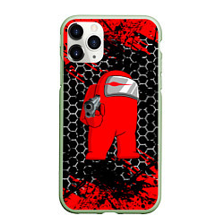 Чехол iPhone 11 Pro матовый Among Us Impostor Gun Red, цвет: 3D-салатовый