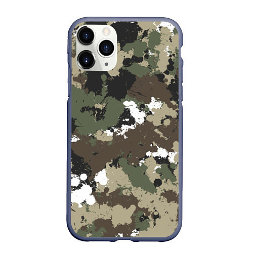 Чехол iPhone 11 Pro матовый Камуфляж с кляксами / 3D-Серый – фото 1