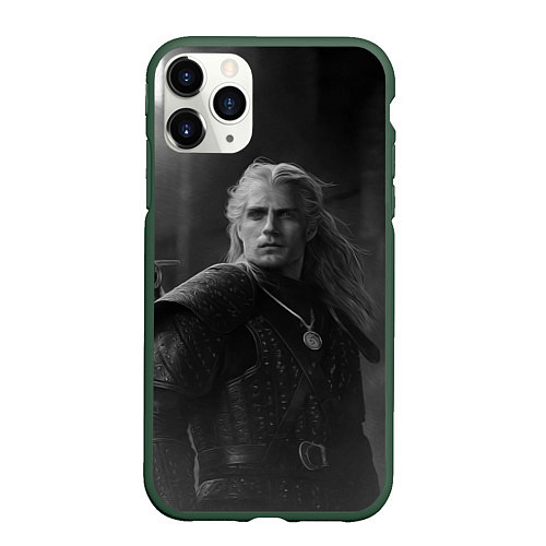 Чехол iPhone 11 Pro матовый Ведьмак 2 / 3D-Темно-зеленый – фото 1