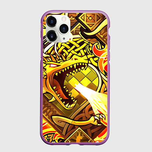 Чехол iPhone 11 Pro матовый CS GO DRAGON LORE / 3D-Фиолетовый – фото 1
