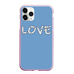 Чехол iPhone 11 Pro матовый LOVE, цвет: 3D-розовый