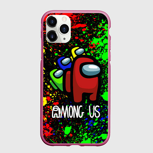 Чехол iPhone 11 Pro матовый AMONG US / 3D-Малиновый – фото 1