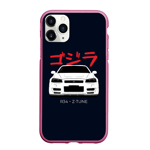 Чехол iPhone 11 Pro матовый Skyline R34 Z-Tune / 3D-Малиновый – фото 1