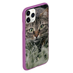Чехол iPhone 11 Pro матовый Кошка, цвет: 3D-фиолетовый — фото 2