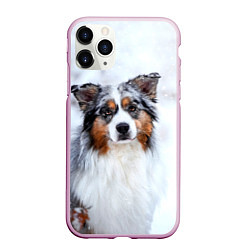 Чехол iPhone 11 Pro матовый Австралийская овчарка, цвет: 3D-розовый
