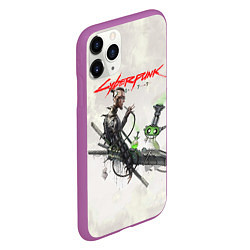 Чехол iPhone 11 Pro матовый CYBERPUNK 2077, цвет: 3D-фиолетовый — фото 2