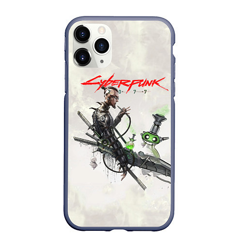 Чехол iPhone 11 Pro матовый CYBERPUNK 2077 / 3D-Серый – фото 1