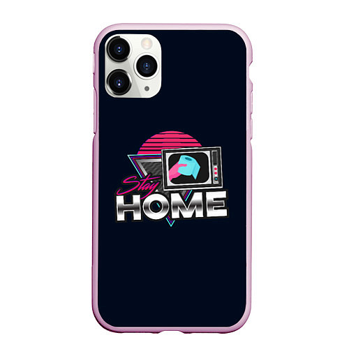 Чехол iPhone 11 Pro матовый Stay Home / 3D-Розовый – фото 1