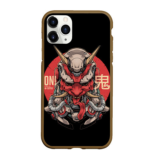 Чехол iPhone 11 Pro матовый Cyber Oni Samurai / 3D-Коричневый – фото 1