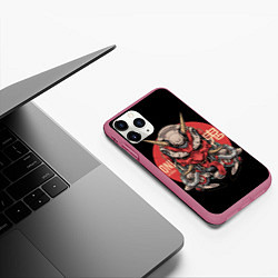 Чехол iPhone 11 Pro матовый Cyber Oni Samurai, цвет: 3D-малиновый — фото 2