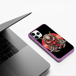 Чехол iPhone 11 Pro матовый Cyber Oni Samurai, цвет: 3D-фиолетовый — фото 2