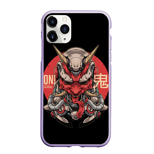 Чехол iPhone 11 Pro матовый Cyber Oni Samurai / 3D-Светло-сиреневый – фото 1