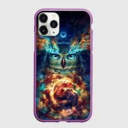 Чехол iPhone 11 Pro матовый Сова Космос, цвет: 3D-фиолетовый
