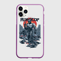 Чехол iPhone 11 Pro матовый Робот полицейский, цвет: 3D-фиолетовый