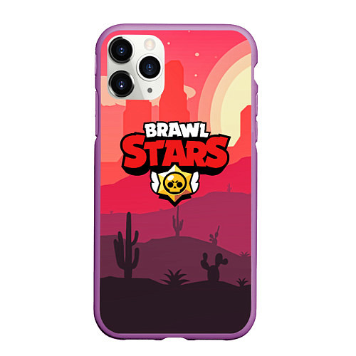 Чехол iPhone 11 Pro матовый BRAWL STARS / 3D-Фиолетовый – фото 1