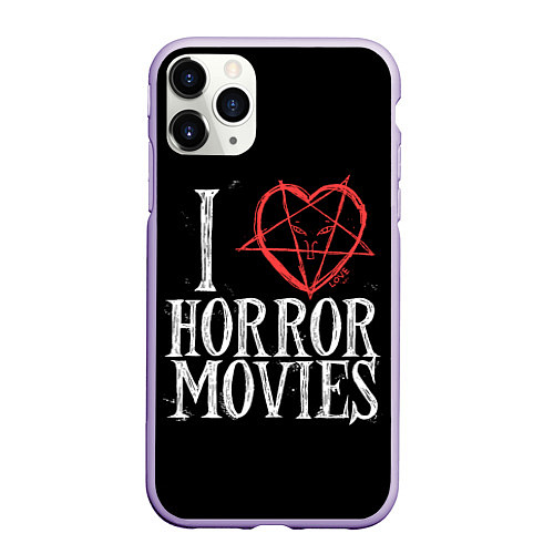 Чехол iPhone 11 Pro матовый I Love Horror Movies / 3D-Светло-сиреневый – фото 1