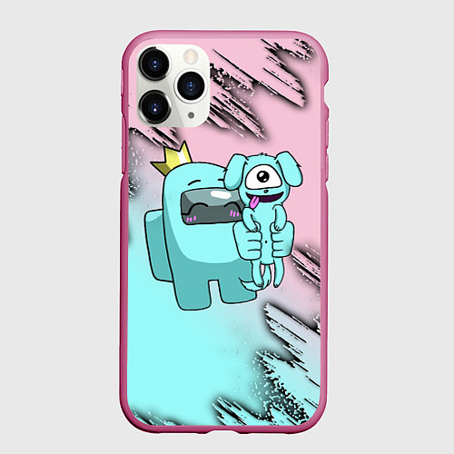 Чехол iPhone 11 Pro матовый AMONG US / 3D-Малиновый – фото 1