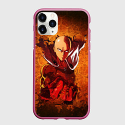 Чехол iPhone 11 Pro матовый Ванпанчмен, цвет: 3D-малиновый
