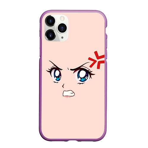 Чехол iPhone 11 Pro матовый Angry anime girl / 3D-Фиолетовый – фото 1