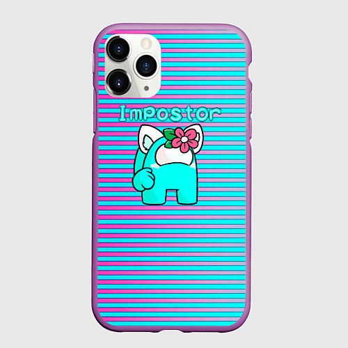 Чехол iPhone 11 Pro матовый Among Us / 3D-Фиолетовый – фото 1